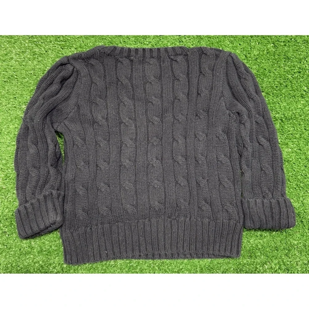 Ralph Lauren baby girl Navy Blue cable knit puff sleeve sweater 12 months cotton